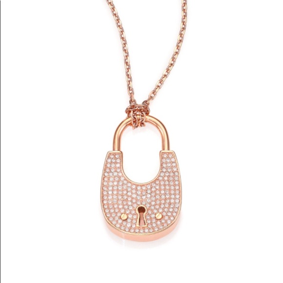 🎉NIB MICHAEL KORS PAVE PADLOCK NECKLACE 🎉 - Picture 4 of 7